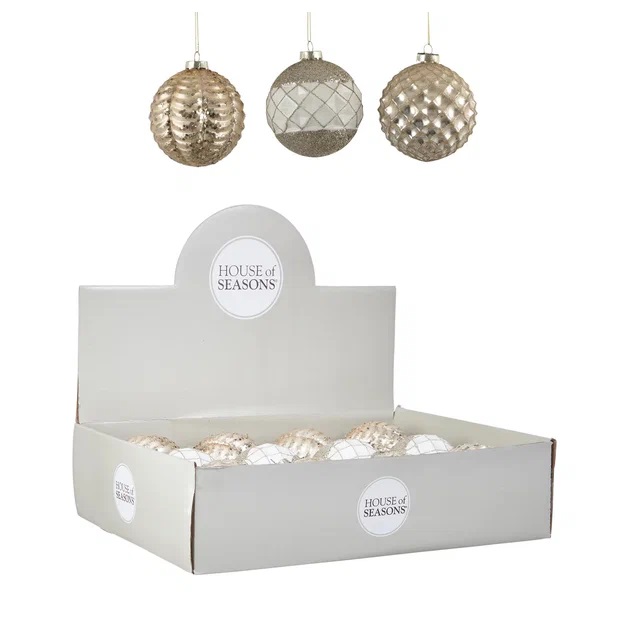 Украшение новогоднее Шар Шампань в асс., арт.84010 10см, 3в. по цене 