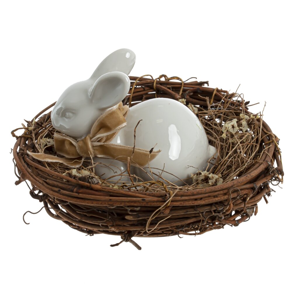 Изделие декоративное Гнездо с зайчиком 12х12х8см арт.797658 по цене 