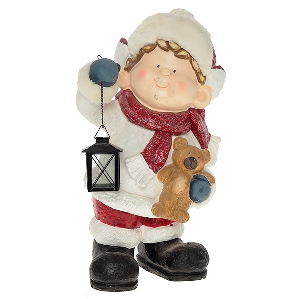Фигура декоративная Мальчик с фонарем, полистоун 30х22х51см по цене 
