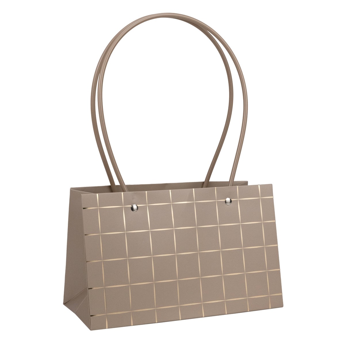 Пакет для цветов водостойкий крафт 22х11х14см, коричневый/золотой по цене 