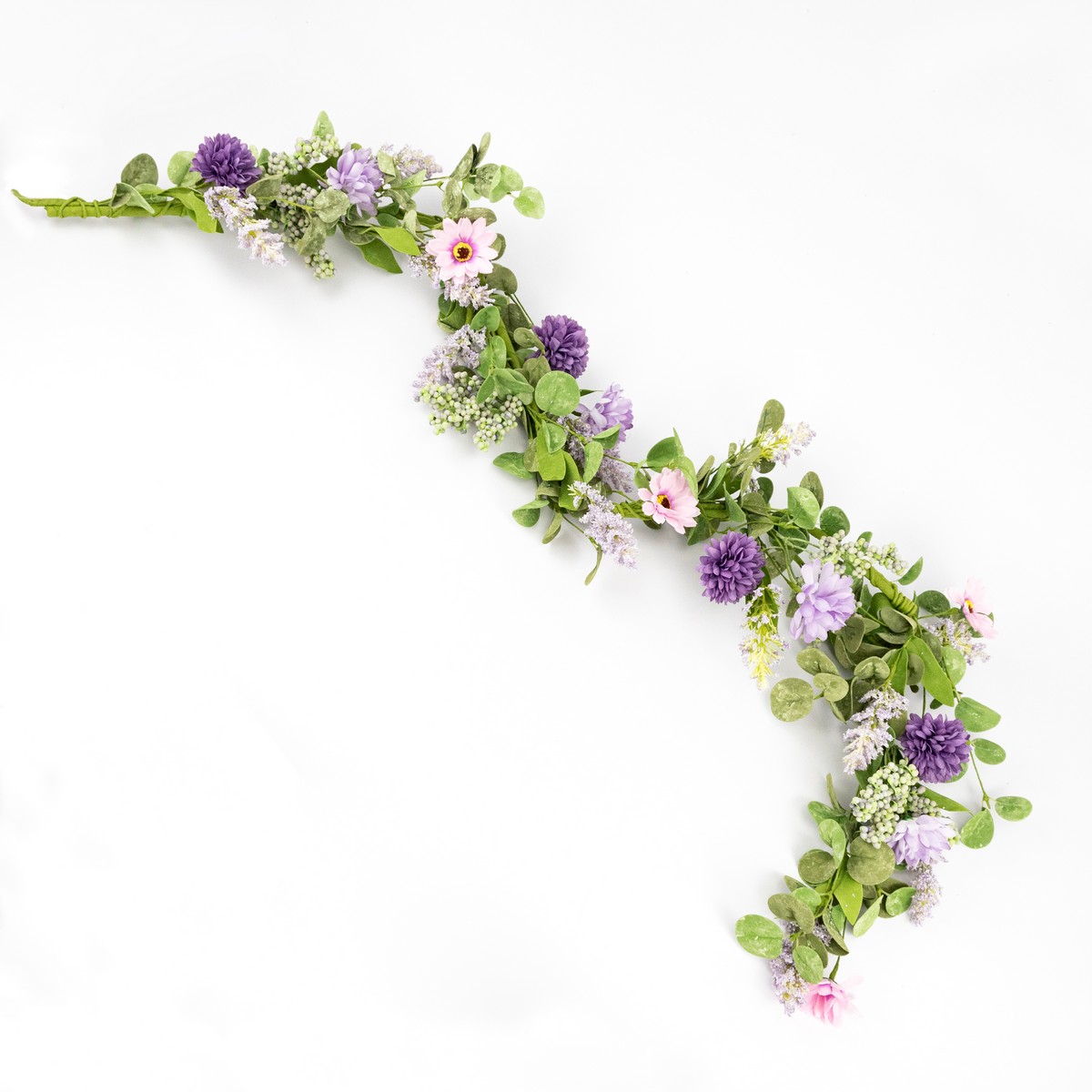 Гирлянда весенняя 130см зеленый/сиреневый, пластик по цене 