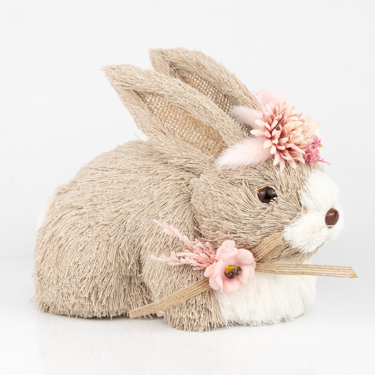 Фигурка Заяц 14х20x13см, серый/розовый по цене 