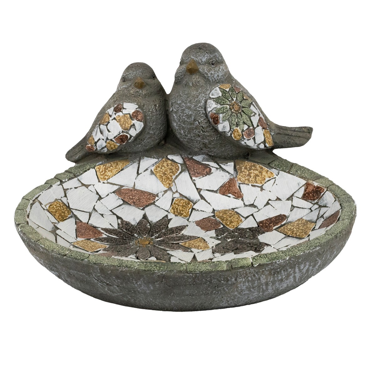 Фигура садовая Блюдо Птички керамика 31х27х18см, серый арт.к000032321 по цене 