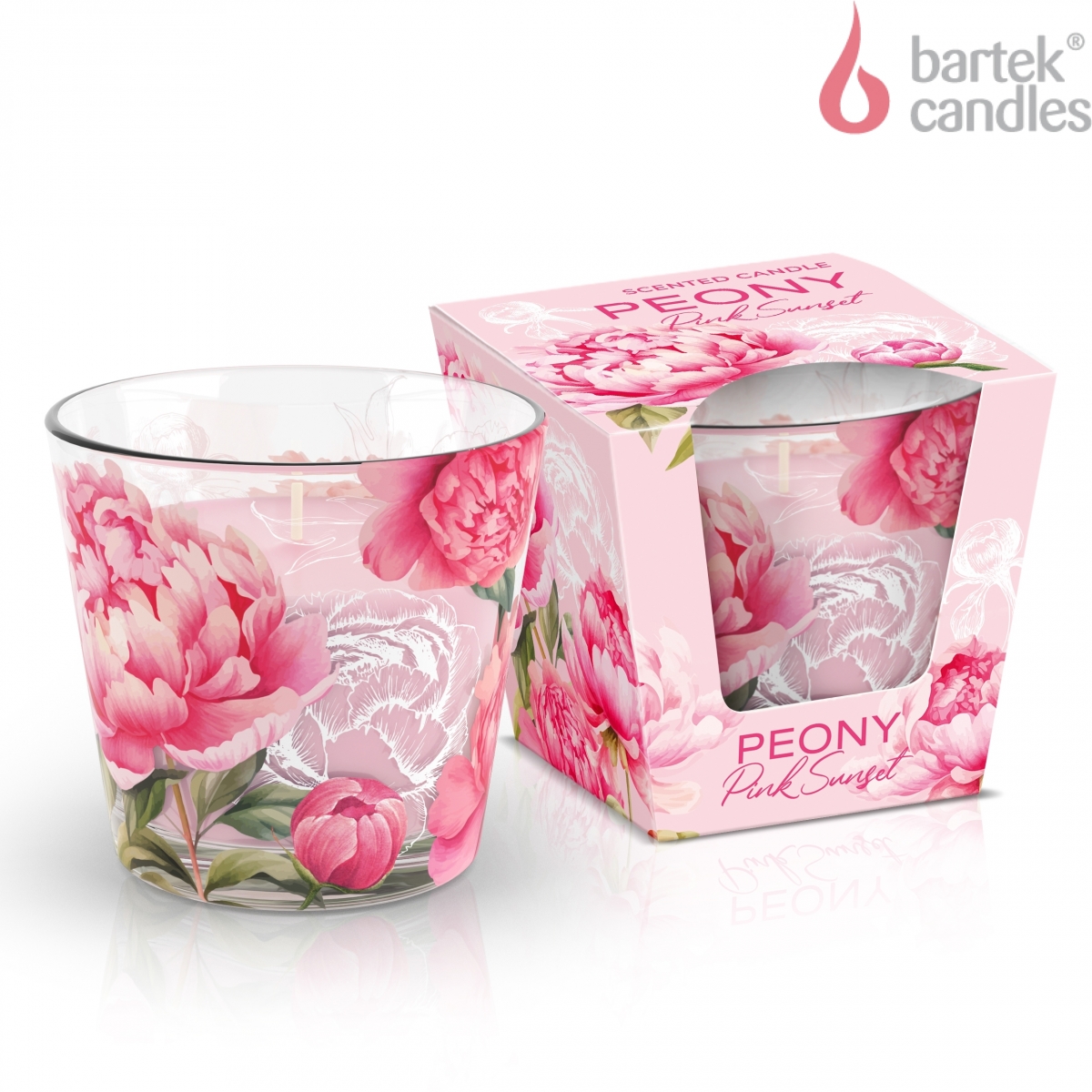 Свеча ароматизированная в стакане Пионово-розовый закат 115гр по цене 