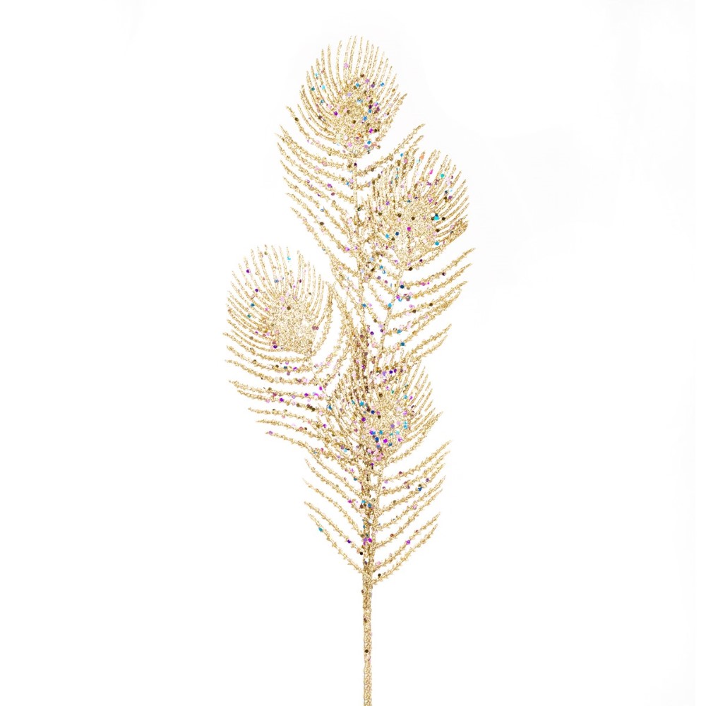 Изделие декоративное Ветка с глиттером 70см золотой арт.к000023452 по цене 