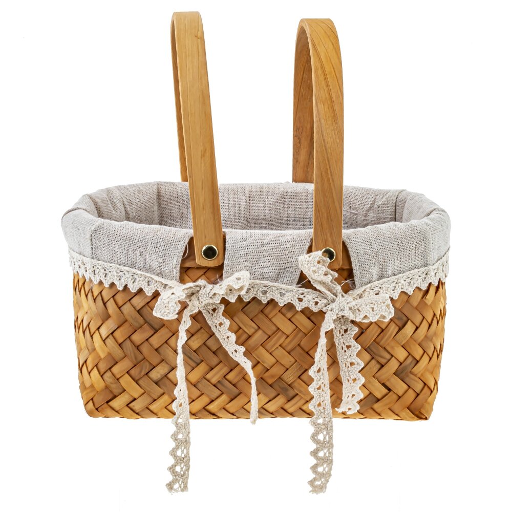 Корзина с двумя ручками и вкладышем хлопок белый 26х19х25см дерево арт.796710 по цене 