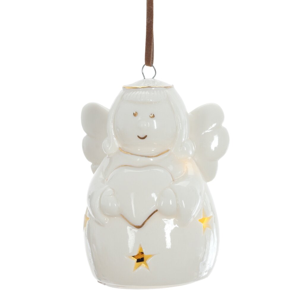 Фигурка подвесная Ангел с подсветкой 4х4х10см, фарфор арт.824057 по цене 