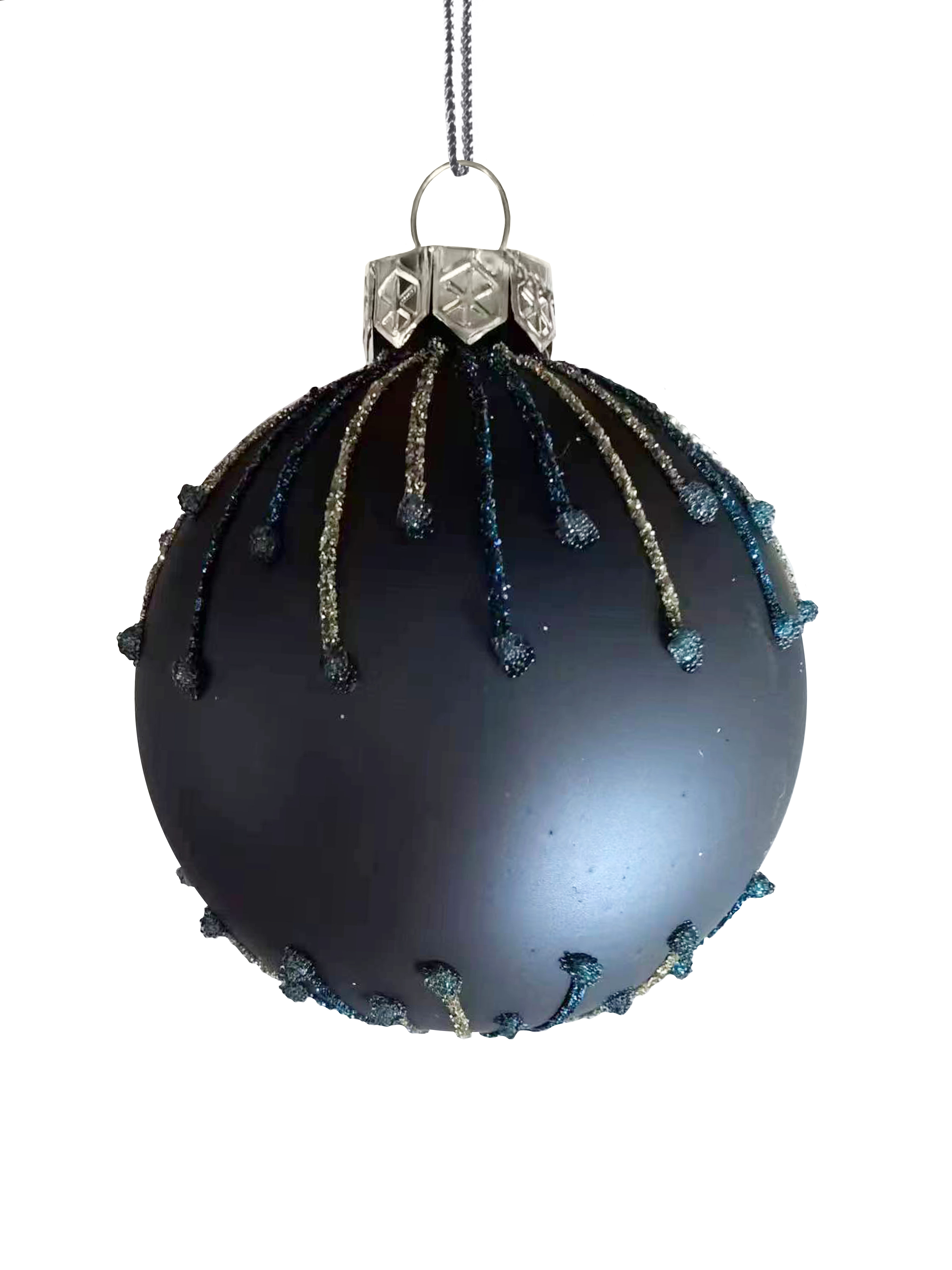Украшение новогоднее Шар синий 8x9x8см, стекло арт.93188 по цене 