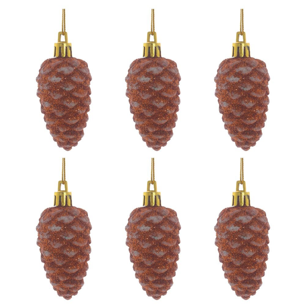 Украшение новогоднее Шишка набор из 6-ти шт 16х16х3см полимерные материалы арт.754281 по цене 