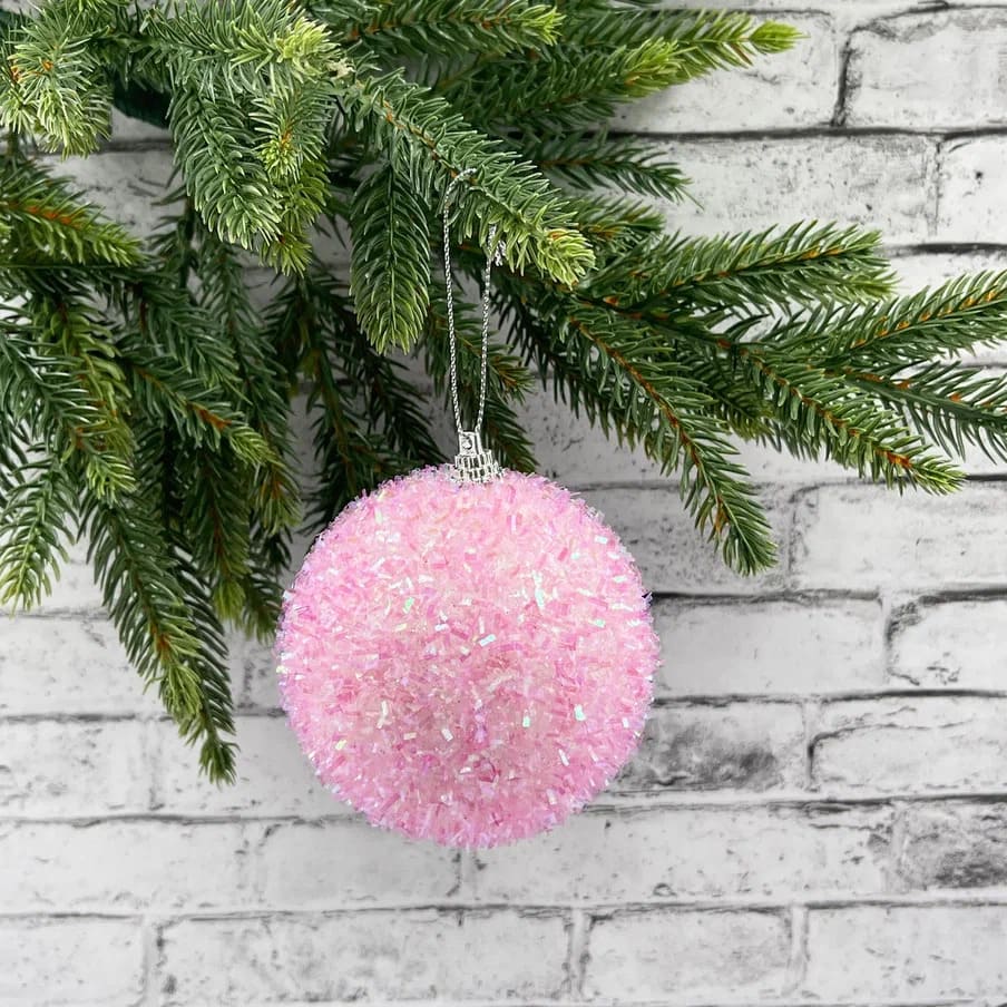 Елочная игрушка Шар 8см светло розовый арт.87982 по цене 
