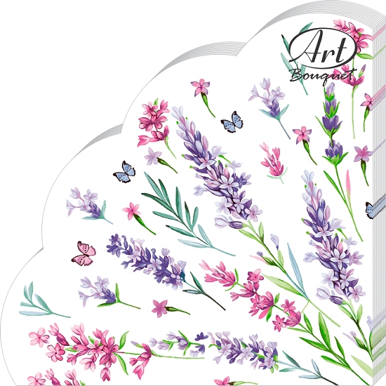 Салфетки бумажные Лаванда 32см 3-х слойные 12л арт.25234 по цене 