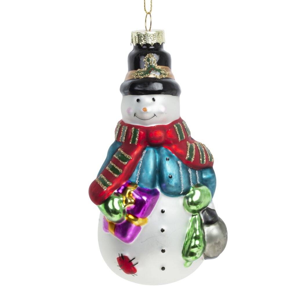 Украшение новогоднее Снеговик 8х6,5х15см стекло арт.779060 по цене 