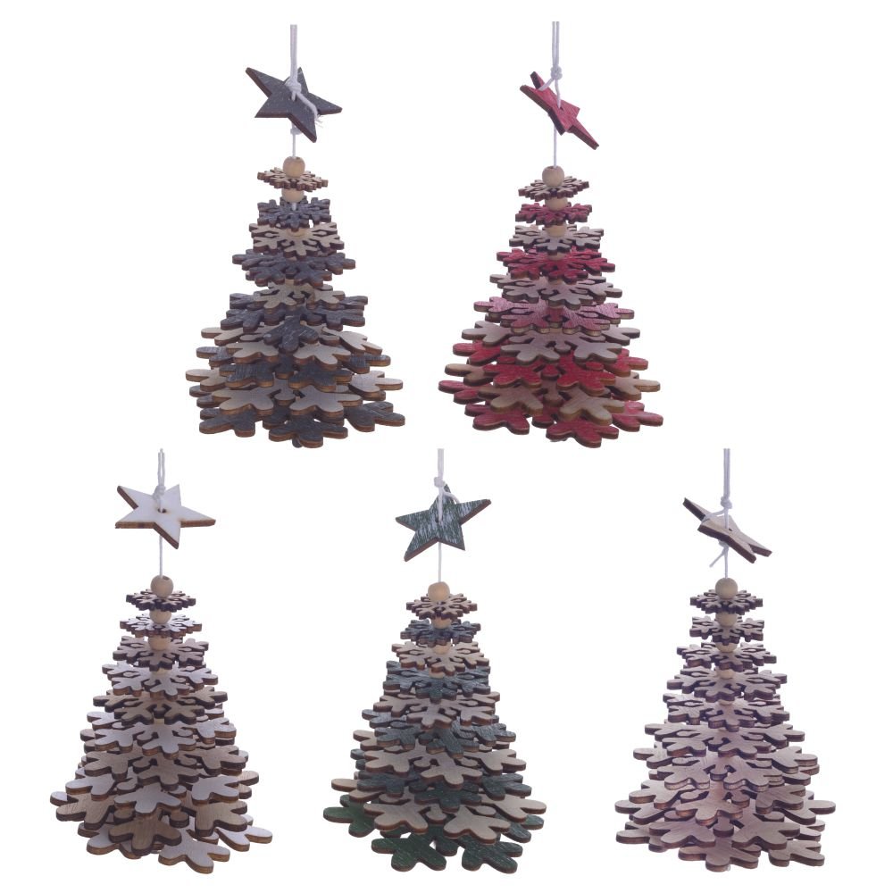 Украшение подвесное Елка 8х8х14см дерево арт.745073 по цене 