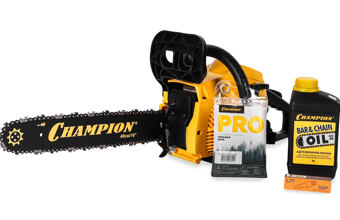 Пила цепная бензиновая 1,5кВт 40см Champion 237-16"-3/8-1,3-56+ подарочный набор A237-16 по цене 