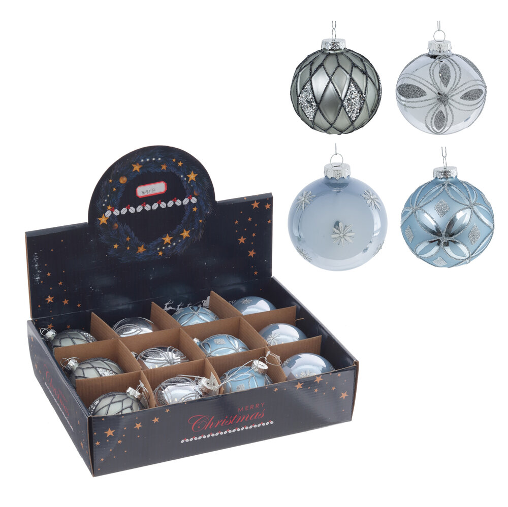 Украшение новогоднее Шар 1шт 4в 8см, стекло по цене 