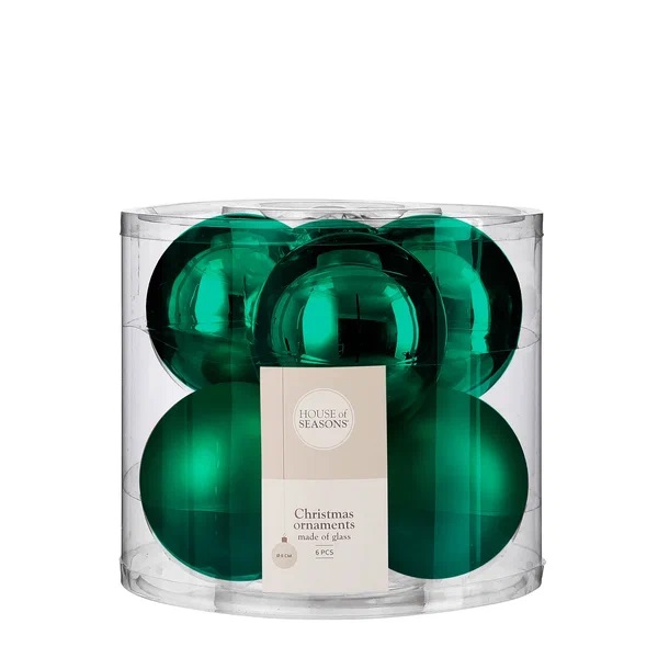Украшение новогоднее Шар Изумрудный, набор из 6шт, 8см по цене 