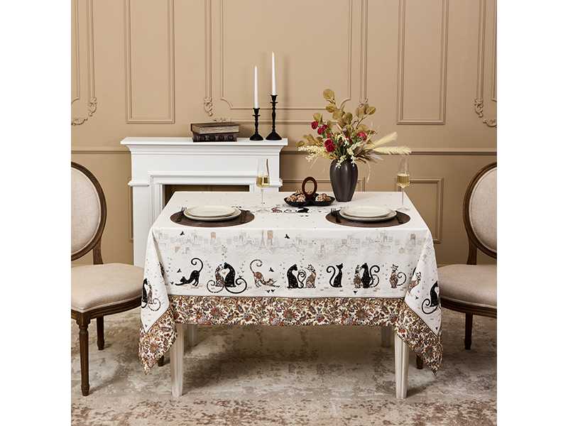 Скатерть Парижские коты 160х220см, твил пропитка арт.850-746-21 по цене 