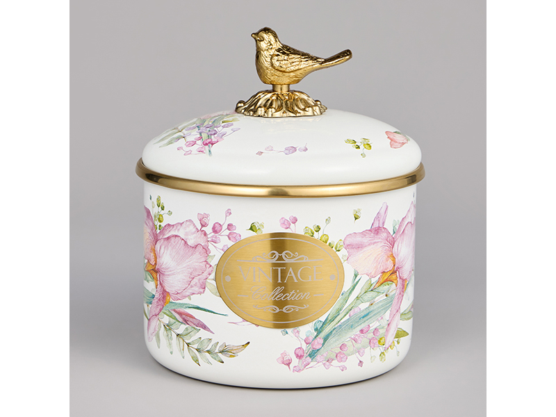 Банка для сыпучих продуктов Агнесс Ирисы эмаль 1л арт.950-581 по цене 