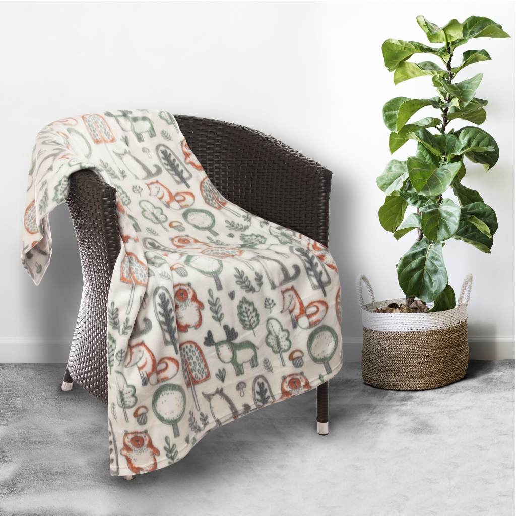 Плед Веллнесс флисовый бежевый-серый 130х150см, арт.WPL135-Зима_29 по цене 