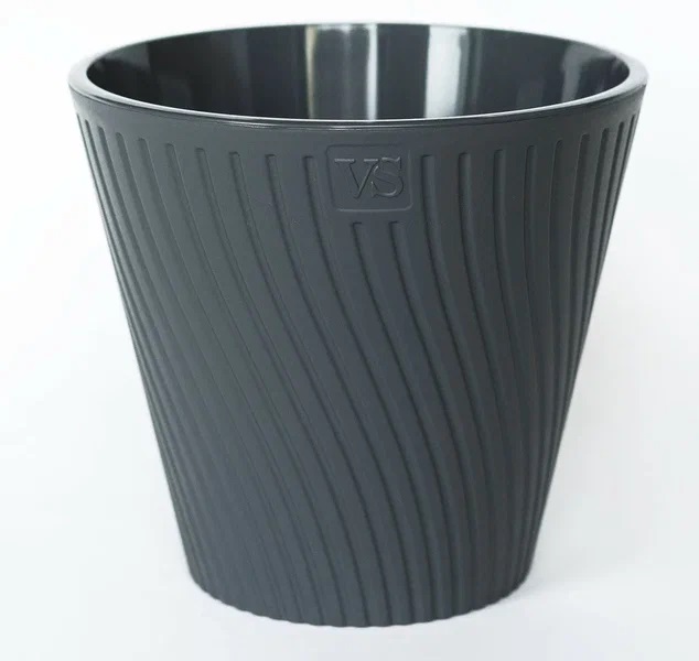 Горшок с дренажной системой Луи ВипСет 2,7л пластик антрацит по цене 