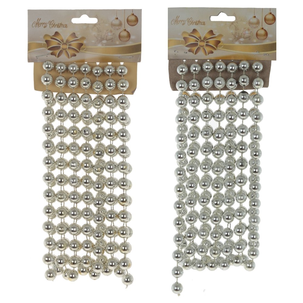 Украшение новогоднее Бусы серебро 1см 270х1х1см полимерные материалы арт.722778 по цене 