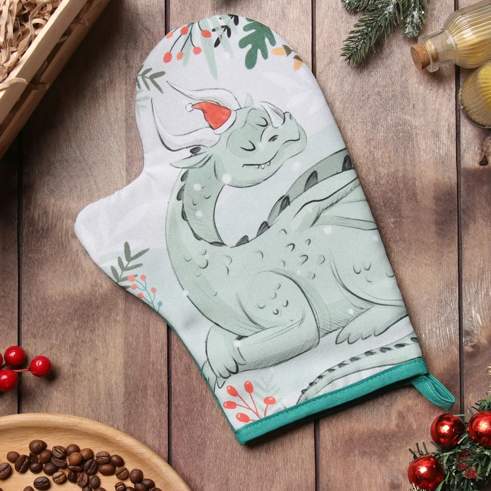 Прихватка-рукавица Доляна Сказочный дракон 20х28см, полиэстер 65%, хлопок 35% арт.9605990 по цене 