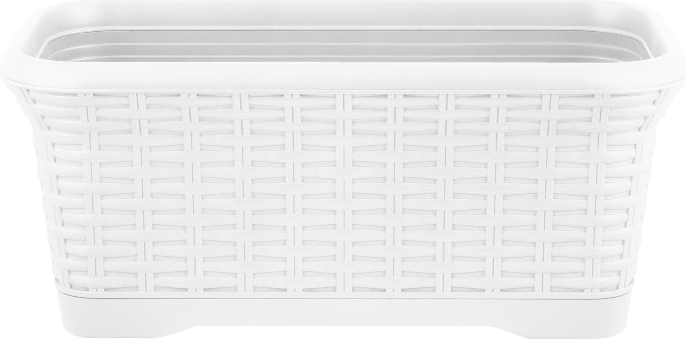 Ящик балконный ИнГрин Ротанг 40см 7л съемный поддон, белоснежный жасмин по цене 