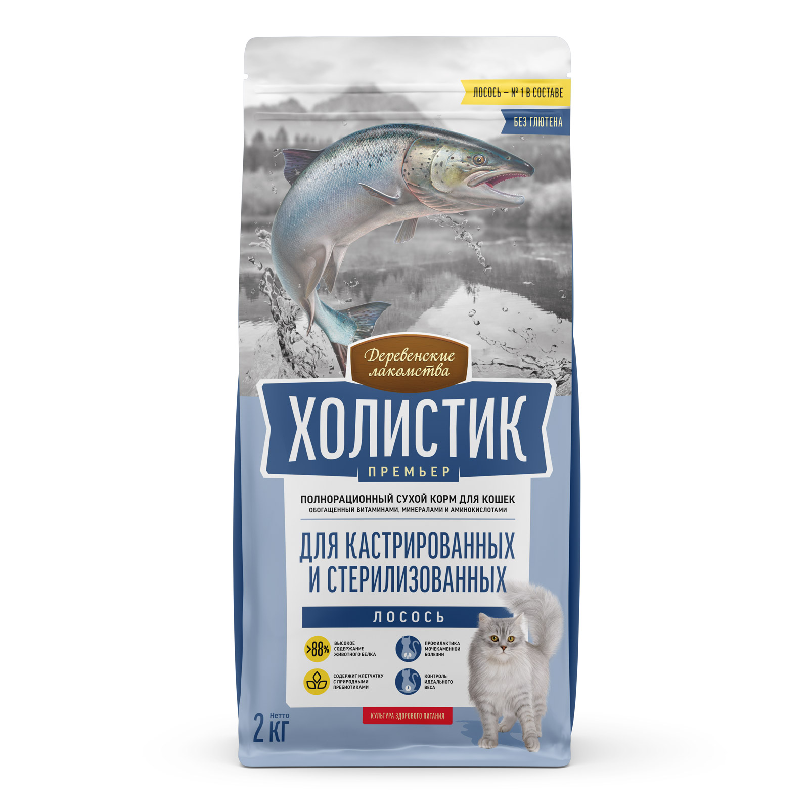 Деревенские лакомства для кошек лосось 2кг  Холистик по цене 