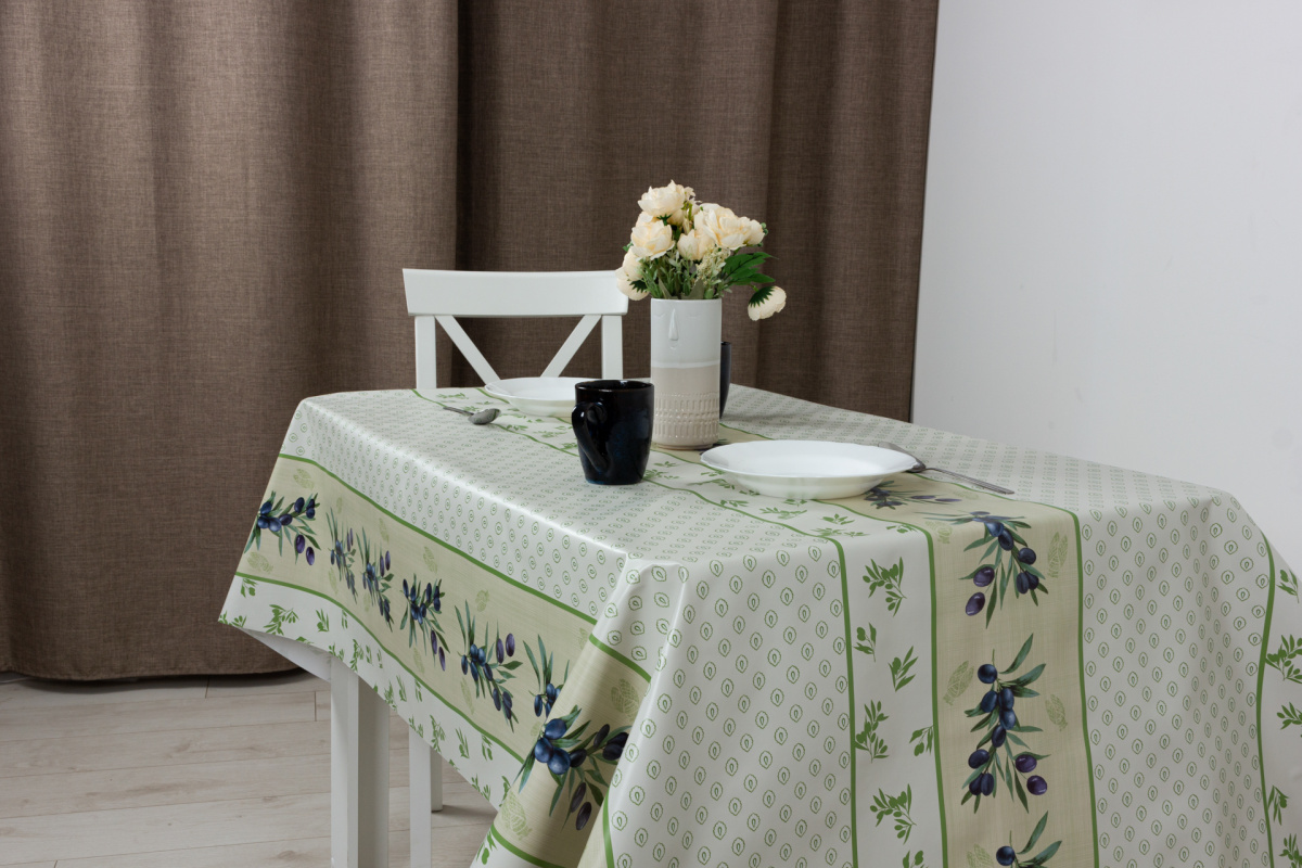 Клеенка Камелия Оливковая ветвь 140см ПВХ с основой арт.12919 по цене 