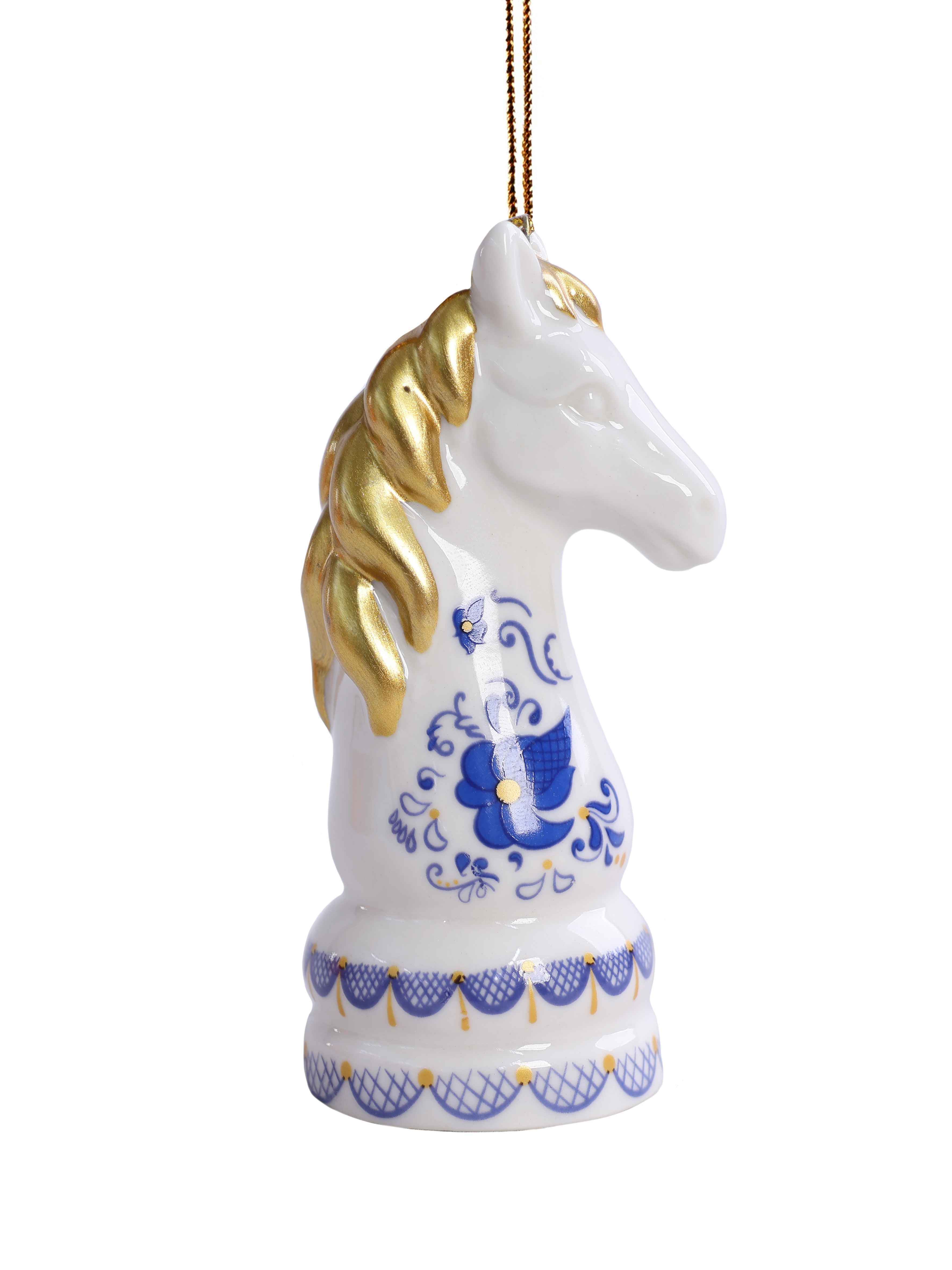 Украшение новогоднее подвесное Шахматная фигура 4х9,2х4см, фарфор арт.92744 по цене 