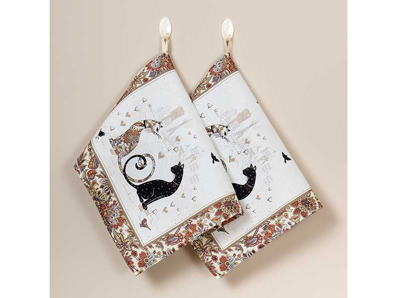 Набор полотенец 2шт Парижские коты 40х60см, хлопок твил арт.850-746-63 по цене 