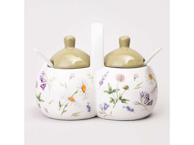 Банка 2 секции Агнесс История цветов 240мл, керамика арт.358-2191 по цене 