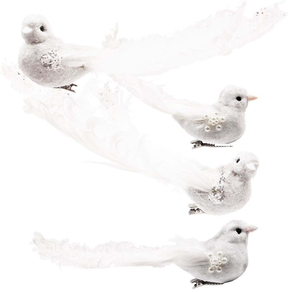 Изделие декоративное Птичка хвост перо, белый 18х5х6см, 4в. по цене 