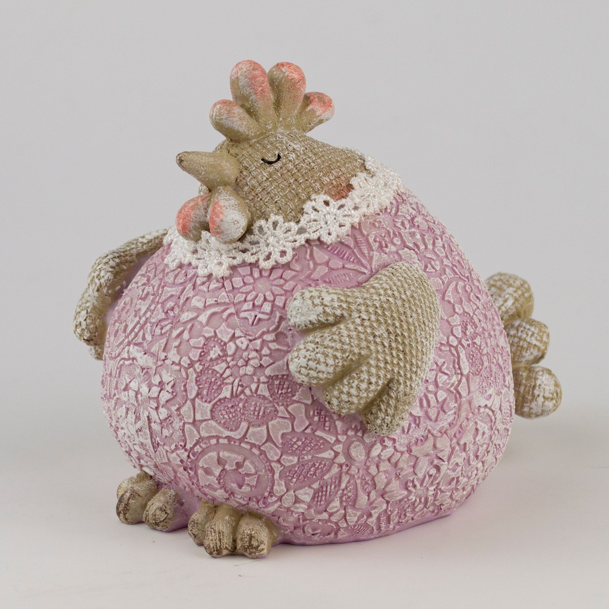 Фигурка Курица 13,5x11x12,5см бежевый/сиреневый, полирезина по цене 