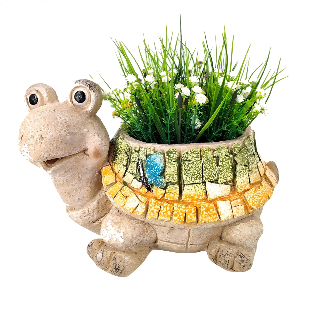 Кашпо Черепаха 30,5х23х20см песочный/зеленый, магнезия по цене 