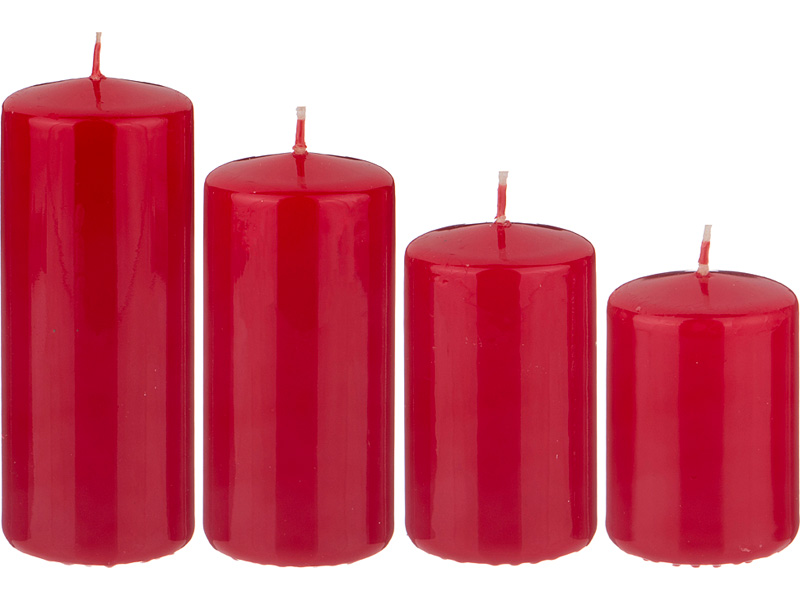 Набор свечей 4шт 7/8/10/12х12,5см красный лакир. парафин арт.348-450 по цене 