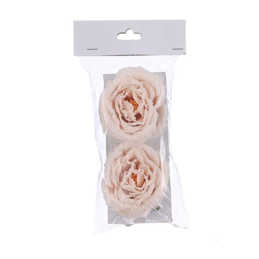Набор цветов роза заснеженная на клипсе 2шт 4х8см арт.87380 по цене 
