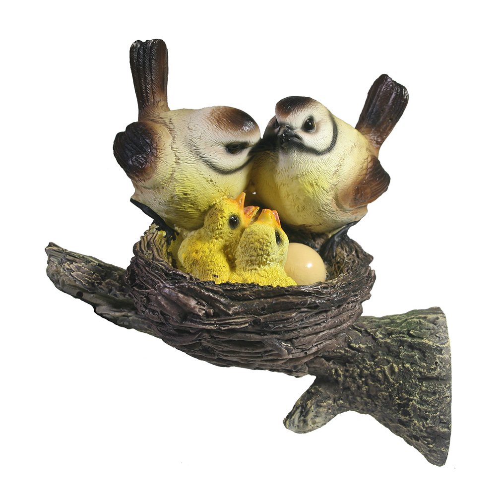 Фигура декоративная садовая навесная Гнездо с серыми птицами полистоун 18х10,5х14,5см по цене 