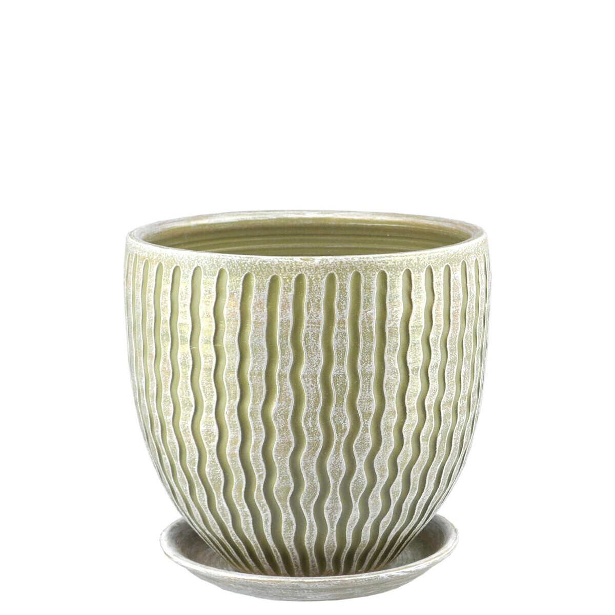 Горшок бутон Мане с поддоном 20см керамика оливка по цене 