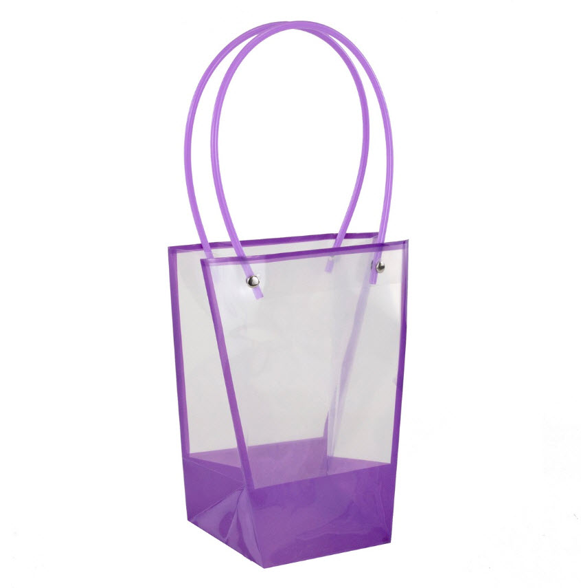 Пакет для цветов пластик 17х10х20см, прозрачный/сиреневый по цене 