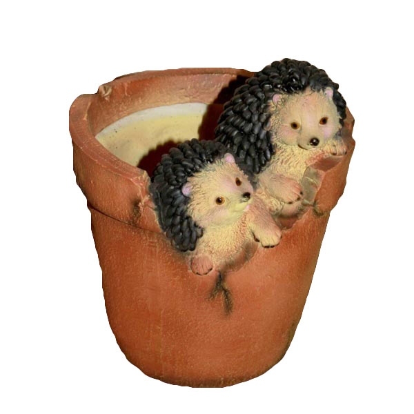 Кашпо декоративное Два ежика в горшке 17х17х21см полистоун арт.123181/K045 по цене 