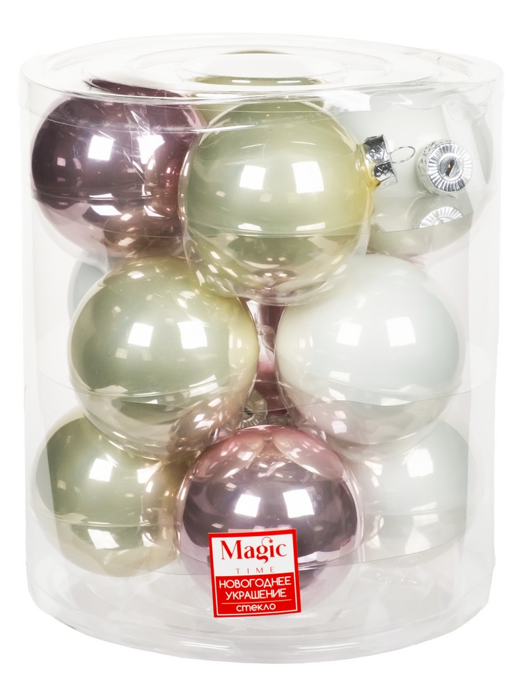 Украшение новогоднее Шар набор из 12шт 8см стекло арт.90765 по цене 