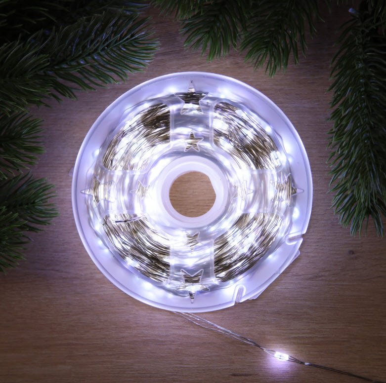 Электрогирлянда Нить 100м Роса 1000 светодиодов, холодный белый арт.10547395 по цене 