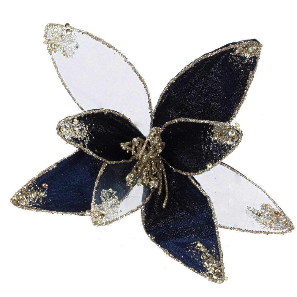 Цветок исскуственный Пуансеттия на клипсе 23см арт.806999 по цене 