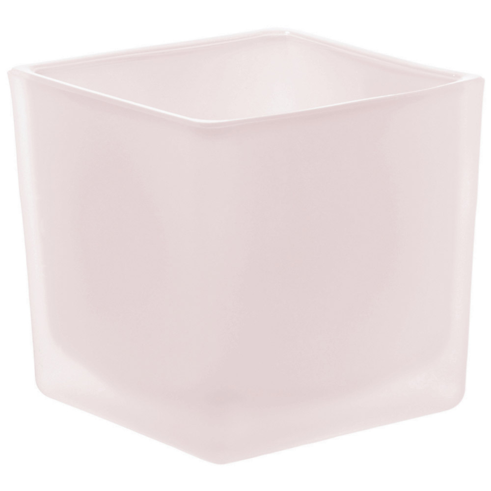 Кашпо Куб, ваниль, матовое стекло, 10х10см, h10см, 0,6л по цене 