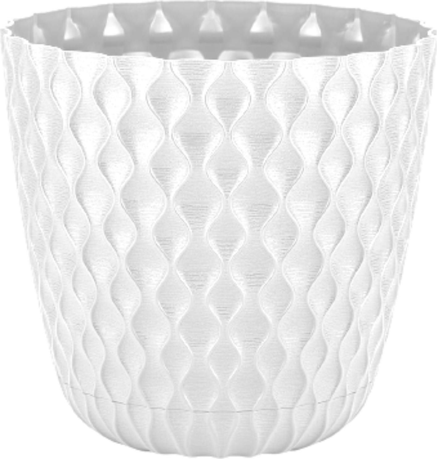 Горшок ИнГрин Волна с дренажной сеткой и поддоном 4,7л 20,5см, белоснежный жасмин по цене 