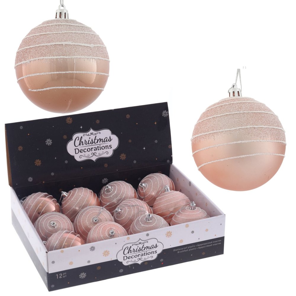 Украшение новогоднее Шар Спираль, розовый 1шт, 8см по цене 