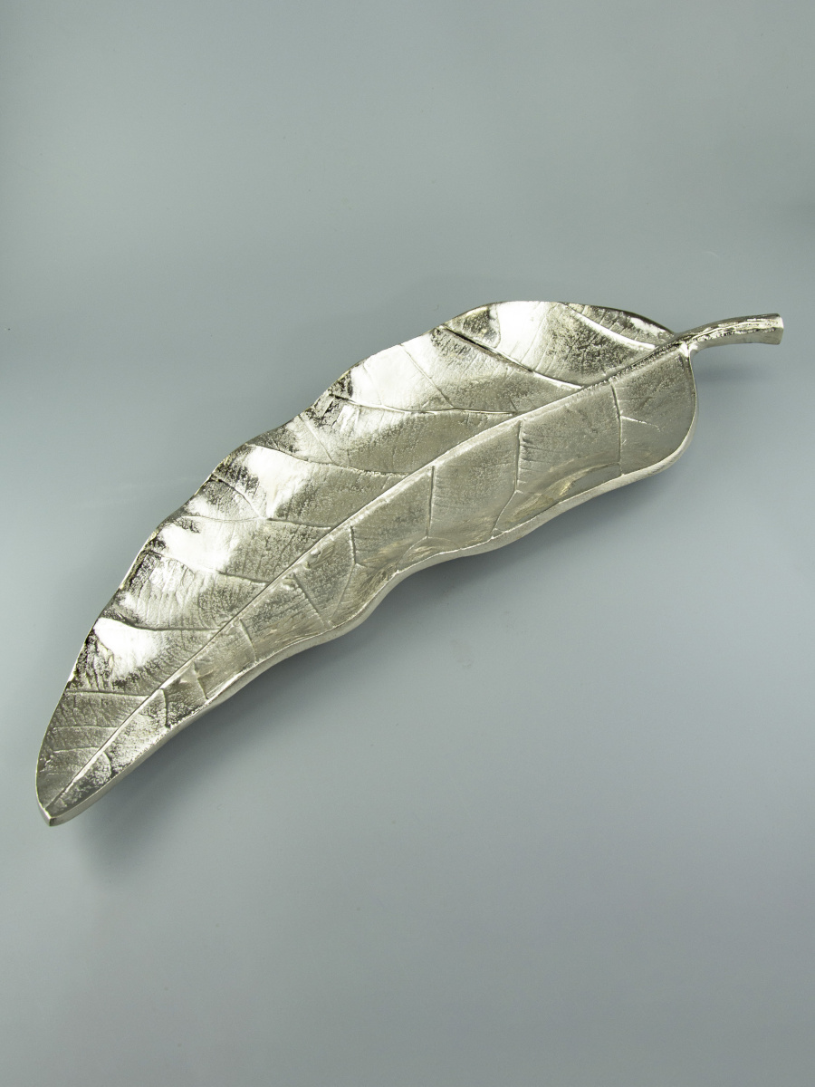 Блюдо Лист металл серебряный 48х19x5см по цене 