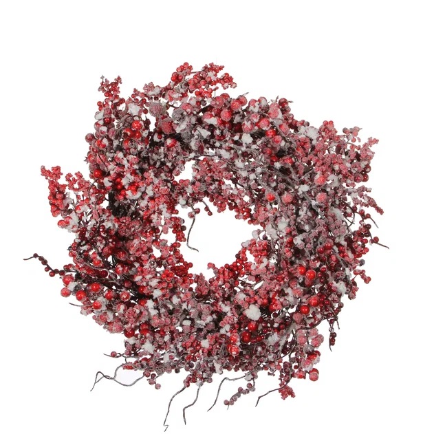 Венок из красных ягод в снегу Триумф, красный 50см по цене 