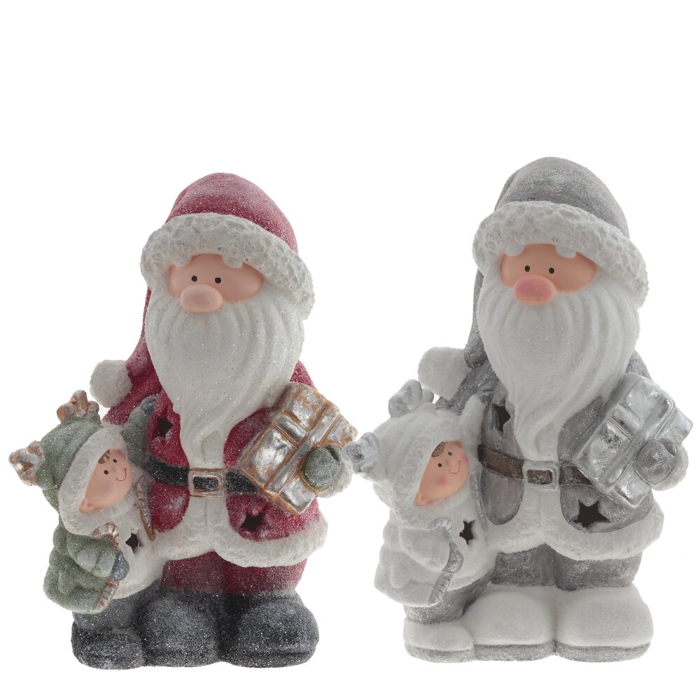 Фигурка декоративная Дед Мороз и ребёнок с подсветкой 28х19х40см магнезия арт.791590 по цене 